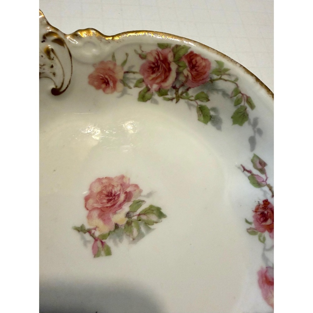 Haviland Limoges GDA Porcelain Nappy Candy Dish Pink Roses - Picture 5 of 9